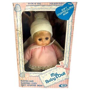 1979 New Playmates My Baby's Doll Stuffed Body Rooted Hair Sleep Eyes In Box VTG